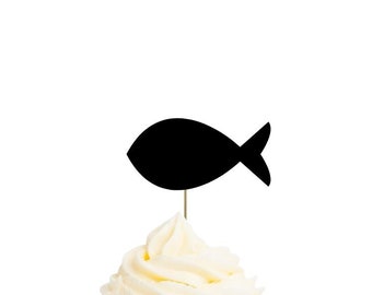 Simple Fish | Cupcake Toppers or Confetti | Die Cut Shapes | CARDSTOCK