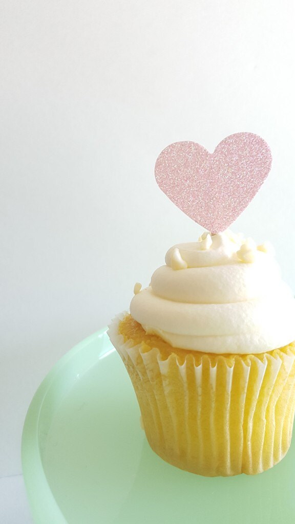 Heart Cupcake Toppers 30th Birthday Decor Princess Tea Party GLITTER