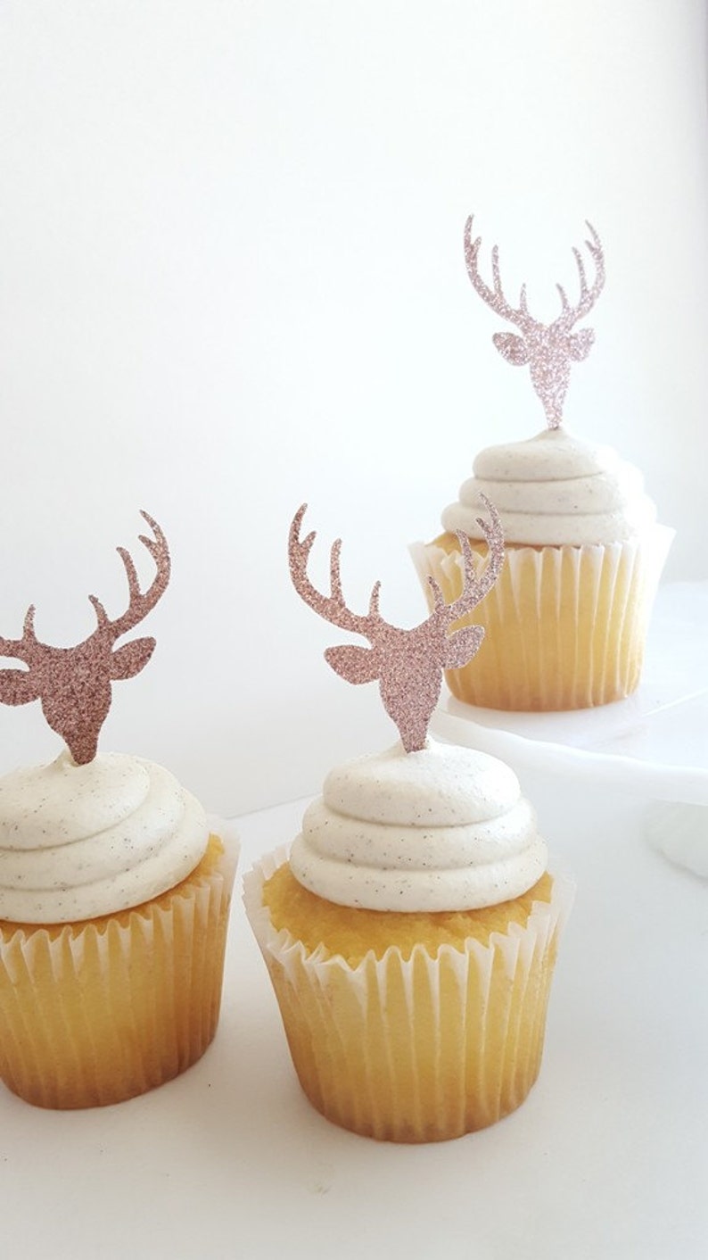 Deer Cupcake Toppers Antler Rack Deer Cake Topper - Etsy