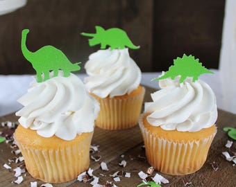 Dinosaur Cupcake Toppers | Dinosaur Birthday Decor, Dinosaur Party Decorations | GLITTER