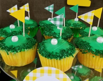 Golf Flag Cupcake Toppers | Golf Birthday Birthday Decorations, Fathers Day Golf