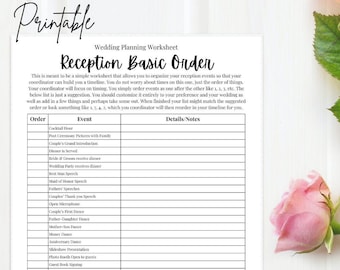 Wedding To Do List | RECEPTION AGENDA | Bride Wedding Planner | Digital Download
