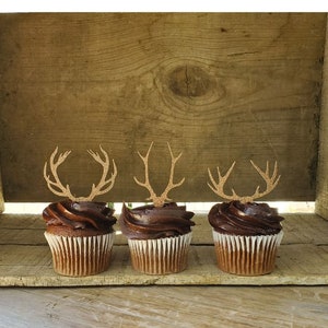 Antler Decor | Deer Cupcake Toppers | Deer Cake Topper, Antler Rack | GLITTER