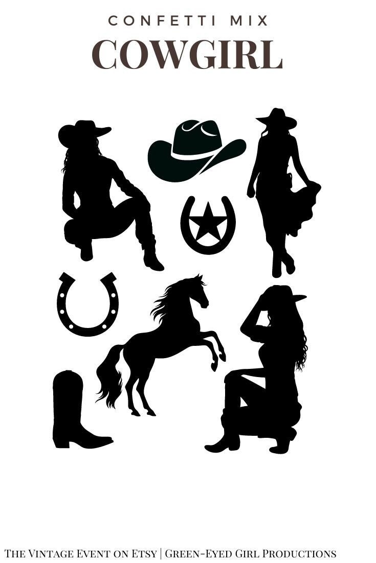 Cowgirl Cupcake Toppers or Confetti Die Cut Shapes CARDSTOCK