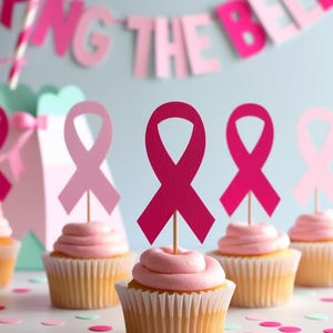 Cinta de concientización sobre el cáncer / Adornos para cupcakes o confeti / Formas troqueladas / CARTULINA