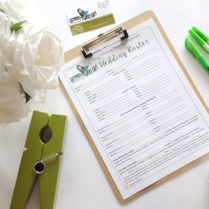 Wedding Binder Printables Wedding Planning Worksheets, Wedding Organizer & Wedding Guide, Wedding Planner Book WEDDING ROSTER image 5