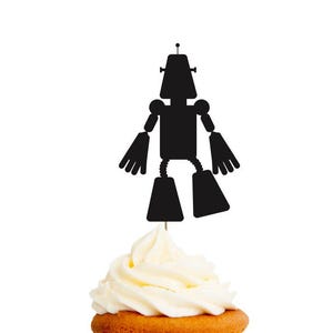 Robot / ALTO / Adornos para cupcakes o confeti / Formas troqueladas / CARTULINA