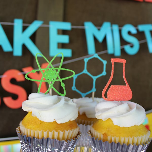 Science Birthday Party Cupcake Toppers | Mad Scientist Birthday Party