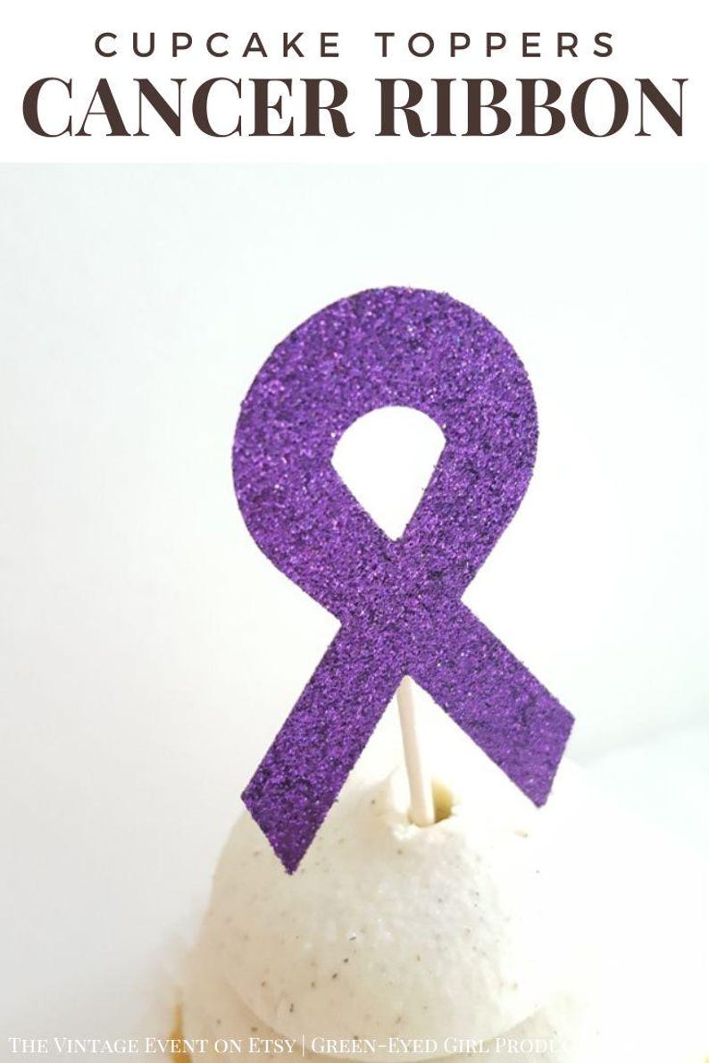 Cancer Ribbon Cupcake Toppers | Invisible Illness, Cancer Party ...