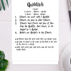 Quidditch Rules Printable Sign, Wizarding World Birthday Party Games - Etsy