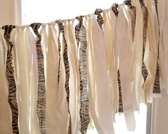 Fabric Banner Wall Hanging | Cubicle Decor, Safari Birthday, Fabric Garland | Zebra Burlap | 5'