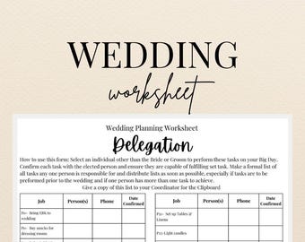 Lista delle cose da fare per il matrimonio / DELEGAZIONE / Wedding Planner della sposa / Download digitale