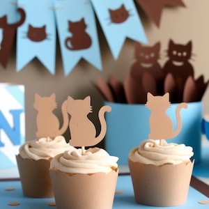 Gatito / SIT / Adornos para cupcakes o confeti / Formas troqueladas / CARTULINA