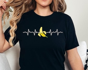 Banana Heartbeat Shirt, Banana Shirt, Banana Lover Gift, Banana Theme, Foodie Gift, Banana Fan T Shirt, Fruit Shirt, Funny Banana Tshirt