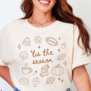 Comfort Colors® Shirt Football Shirts Pumpkin Season Tis the Season Gift For Football Fall Harvest Shirt Lover Gameday Shirt Autumn Doodle