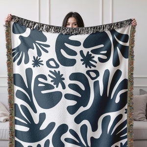 Matisse Blanket House Warming Gift Matisse Inspired Cotton Woven Throw Blanket for Couch Sofa Bed Aesthetic Wall Art Tapestry for Home Decor