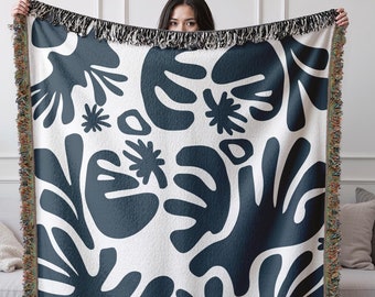 Matisse Blanket House Warming Gift Matisse Inspired Cotton Woven Throw Blanket for Couch Sofa Bed Aesthetic Wall Art Tapestry for Home Decor
