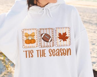 Oversized Hoodie Fall Hoodies Football Hoodie Trendy Sweatshirt Tis the Season Touchdown Fall Sweatshirt Womens Hoodie Pumpkin Sweatshirt