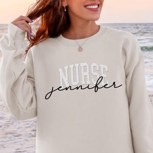 Embroidered Nurse Sweatshirt Crewneck Sweatshirt Gift for Nurse RN Sweatshirt Nurse Pullover Sweatshirt Nursing Student Graduation Gift