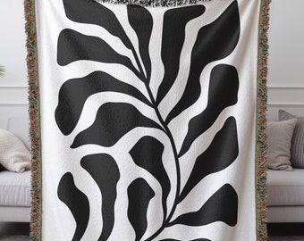 Matisse Blanket, Matisse Inspired Cotton Woven Throw Blanket, Coral Woven Blanket, Matisse Throw,  Aesthetic Wall Art Tapestry, Home Decor