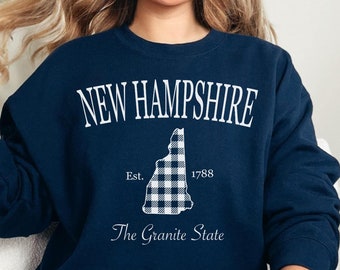 Custom New Hampshire Sweatshirt, New Hampshire Crewneck, New Hampshire Mountains, New Hampshire State, Home State Sweater, Oversized, NH