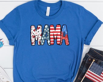America Mama Shirt, Memorial Day Shirt, Labor Day Shirt, Patriotic Shirt, 4th of July, Independence Day Shirt,  Red White and Blue Fireworks