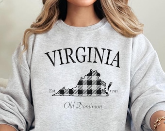 Custom Virginia Sweatshirt, Virginia Crewneck, Fall Sweater, Trendy Virginia Sweater, Virginia Gift, Home State Sweater Oversized Sweatshirt