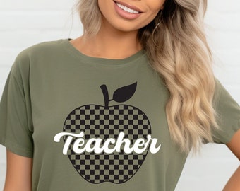 Checkered Teacher Shirt, Comfort Colors, Teacher Appreciation, Teacher Gift, Teacher Team, Back to School Shirt, Elementary School Teacher