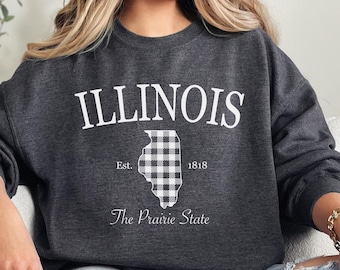 Custom Illinois Sweatshirt, Vacation Shirts, Illinois Sweatshirt, Home State Sweater, Traveler Gift, Trendy Sweatshirt Aesthetic Sweatshirt