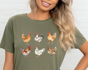 Chicken Shirt, Comfort Colors, Love Chickens, Farm Life, Farmer Shirt, Chicken Lover Gift for Women, Animal Shirt, Funny Chicken Farmer Tee