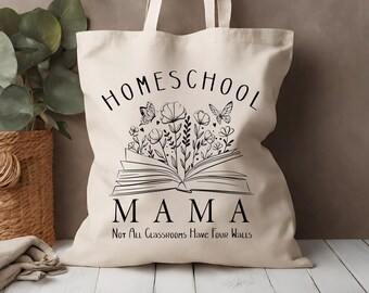 Homeschool Mom Tote Bag, Crunchy Mama, 3k, 4k Homeschool, CC Totebag, Tutor Lover Gift, Gift Homeschool Mom, Mama Mothers Day Gift, Teach