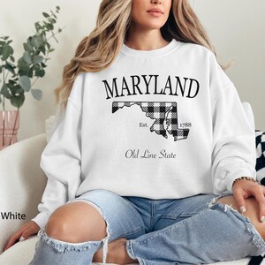 Custom Maryland Sweatshirt, Vacation Shirts, Women&#39;s Maryland Crewneck, Home State Sweater, Trendy Sweatshirt Aesthetic Sweatshirt Oversized