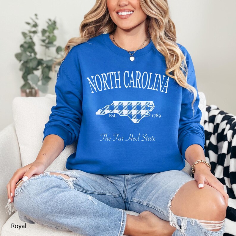 Custom North Carolina Sweatshirt, North Carolina Crewneck, Home State Sweater North Carolina Pullover NC Shirt Trending Oversized Sweatshirt