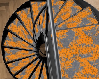 Spiral Stair Rug, Old Metal Look Spiral Stair Rug, Spiral Staircase Mat, Custom Stair Rug, Compact Spiral Stairs Rug, Non-Slip Stair Rug