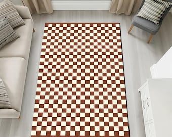 Moroccan Berber Style Boho Checkered Rug, Y2K Decor Rug, Pastel checkered Home Decor, Checkerboard Rug, Geometric Mat, Living Room Rug