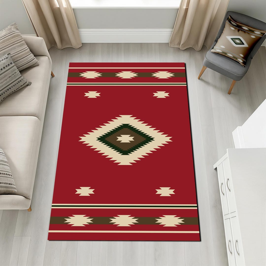 Southwestern Modern Rustic Area Rug, Ethnic South Western Decor, Boho ...