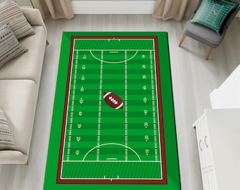 Football Field Area Rug With Your Team Logo, American Football