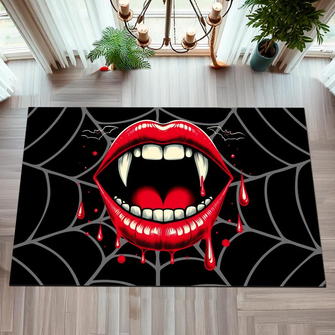 Vampire Rug Textures Vampire Lips Area Rug, Gothic Horror Decor, Halloween Poster - Etsy