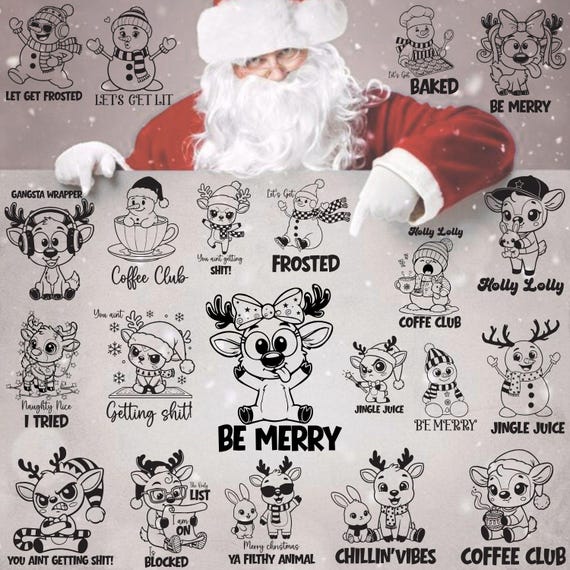 Funny Christmas SVG Bundle, Funny Snowman SVG Bundle,Cute Reindeer PNG Bundle, Sarcastic Christmas Quotes, Digital Download, crazy Christmas