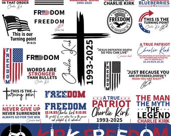Charlie Kirk Freedom SVG Bundle: Disegni patriottici (download digitale)