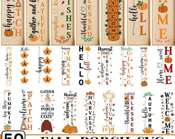 Pacchetto di cartelli in formato svg per veranda autunnale, cartello di benvenuto autunnale in formato svg, cartello per veranda del Ringraziamento in formato SVG, cartello verticale per veranda autunnale, autunno in formato svg, Cricut e Silhouette