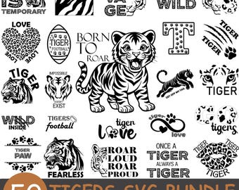 Pacchetto SVG Tigers, SVG Tigers delle scuole superiori, SVG maglietta Tiger, SVG football Tiger, SVG tigre Calw, SVG testa di tigre, Spirito scolastico Tigers, Cricut