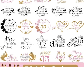 50 Mis Quince SVG Bundle, Quinceañera SVG, for Cricut, Birthday Clipart, Latina Girl SVG, Quinceañera Party Decor, Instant Download