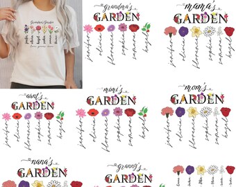 Pacchetto di file SVG per felpa "Il giardino della nonna", felpa personalizzata con il fiore di nascita, regalo per la nonna, "L'amore cresce qui", "Il giardino della mamma", regalo per la festa della mamma