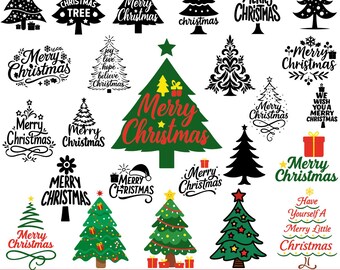 Christmas Tree Svg Bundle, Christmas Svg, Christmas Tree Clipart, Christmas Ornaments Svg, Christmas Tree Silhouette, Instant Download