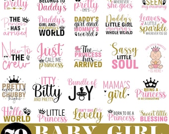 Cute Baby girl svg bundle, funny baby onesie svg, newborn svg,  newborn baby girls svg, baby shower svg,  files for cricut, darling baby svg