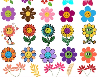 Retro Blumen SVG-Bundle, Frühlingsblume, Blumen Png, Blumen Clipart, Retro Blumen, Blumen geschnitten Datei, Blumen SVG, Einfache Blume
