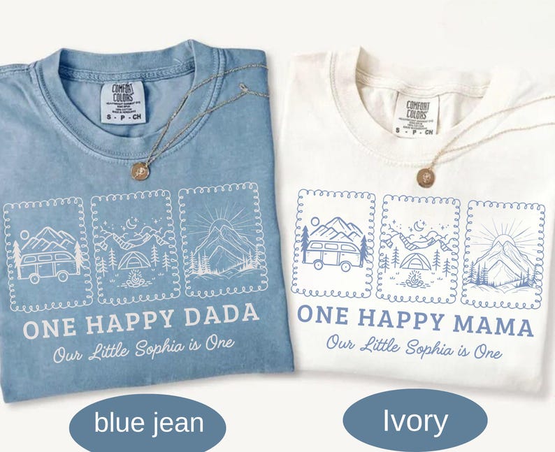 One Happy Camper Family Shirts, One Happy Mama Dada, Camper 1st Birthday Outfit, Matching Family Camping Shirts, Custom Name Shirt immagine 6
