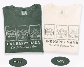 One Happy Camper Family Shirts, One Happy Mama Dada, Camper 1st Birthday Outfit, Matching Family Camping Shirts, Custom Name Shirt