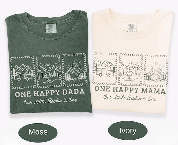 One Happy Camper Family Shirts, One Happy Mama Dada, Camper 1st Birthday Outfit, Matching Family Camping Shirts, Custom Name Shirt